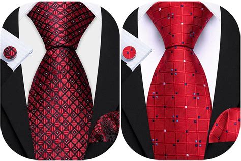 Amazon Barry Wang Men Red Tie Pocket Square Cufflinks Formal