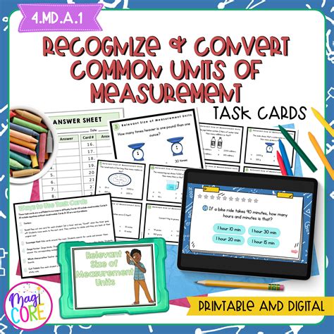 Recognize Convert Common Units Of Measurement Th Grade Task Cards