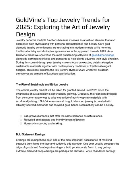 Ppt Goldvines Top Jewelry Trends For Exploring The Art Of