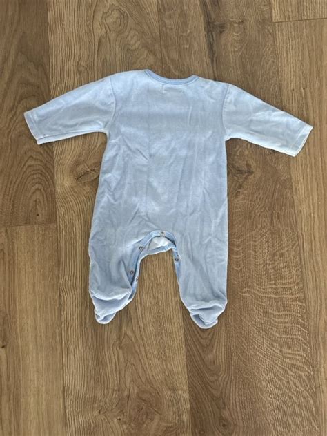 Baby Overall Schlafanzug Grösse 62 Hellblau mit Bär Druck (Gebraucht ... 