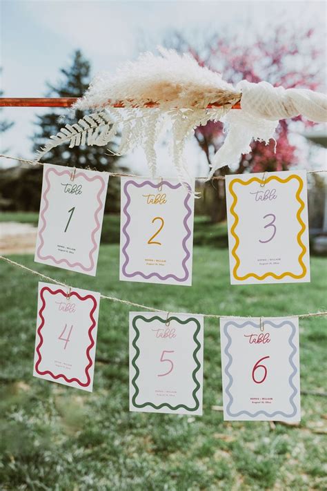 EDITABLE COLOR Wave Wedding Table Numbers Template Printable Table