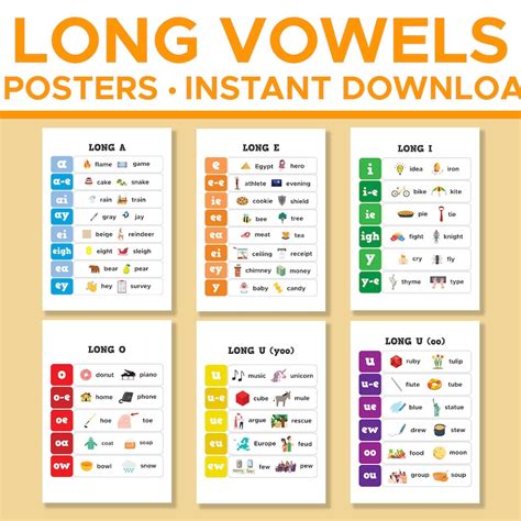 Long Vowel A E Etsy UK