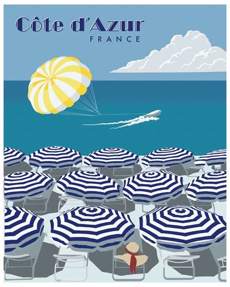 Côte d Azur Travel Poster French poster Summer poster Retro travel