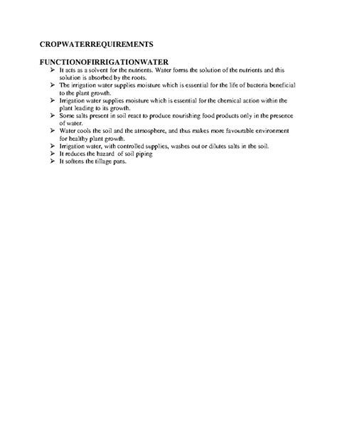 crop water requirements irrigation water impact module   studocu