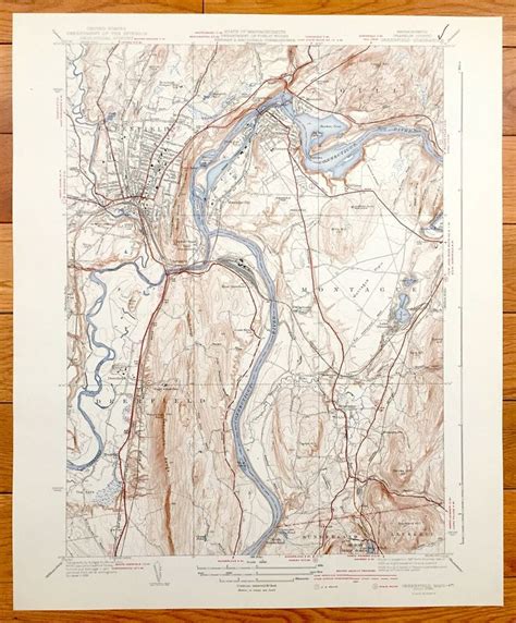 Antique Greenfield Massachusetts Us Geological Survey Topographic