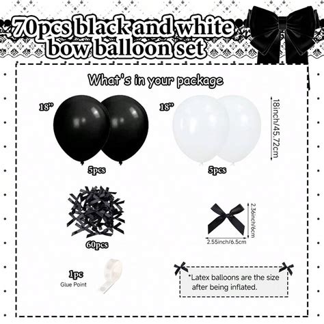 Pcs Black White Balloons Pcs Black Bows Set Suitable For