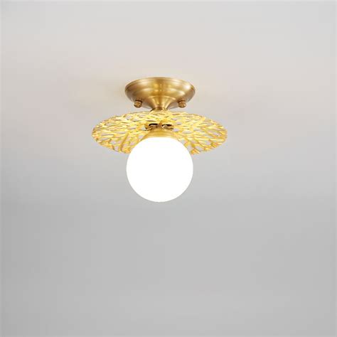 Contemporary Golden 1 Light Semi Flush Mount Ceiling Light With Glass