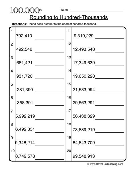 Rounding To The Nearest Thousands Place