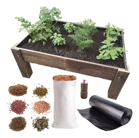 Mesa De Cultivo Para Huerto Urbano Kit Completo De Madera Meses Sin