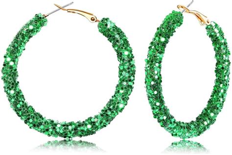 Amazon Glitter Hoop Earrings Sequin Circle Round Earrings Wrapped