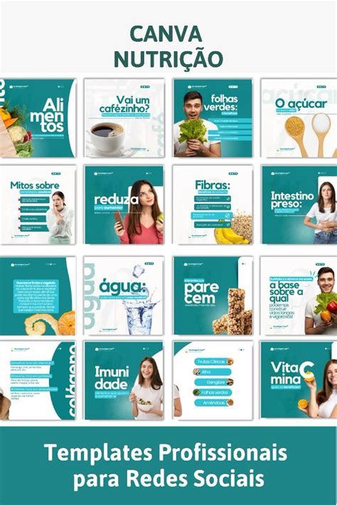 Templates Profissionais Editáveis Instagram Pack Canva Nutrição