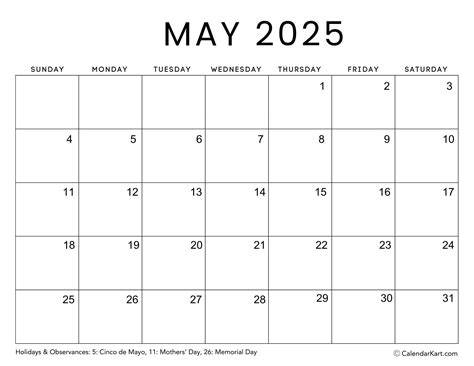 2025 Printable Calendar May 2020 Susan M Hoyle