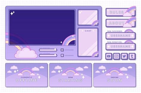 Free Vector Flat Design Twitch Platform Panels Set