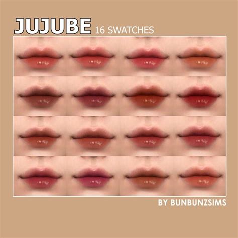 Jujube Lipstick 16 Swatches BunbunzSims Sims 4 Cc Eyes Sims 4 Cc