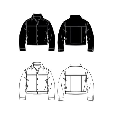 Cropped Jacket Fashion Flat Templates Technical Drawings Fashion