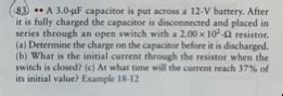 A F Capacitor Is Put Across A V Battery Chegg