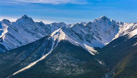 Mountain Range Snowy Peaks Winter Landscape Pine Forest K Wallpaper