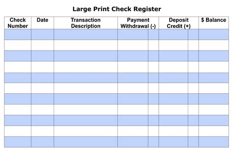 Free Printable Bank Ledger For Checkbook