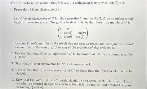 Solved For This Problem We Assume That U Is A Chegg