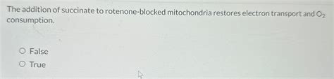 Solved The Addition Of Succinate To Rotenone Blocked Chegg