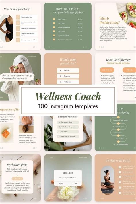 Wellness Coach Instagram Templates Wellness Social Media Posts