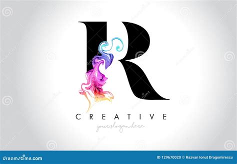 R Vibrant Creative Leter Logo Design With Colorful Smoke Ink Flo Vector