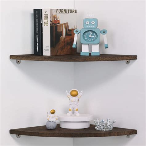 Inch Corner Wall Shelf Set Of Solid Wood Corner Floating Shelves