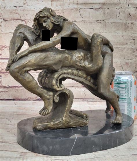 Conversazione Starter Naked Esotico Posizione Bronzo Scultura Figura