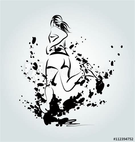 Vector Ink Illustration Of A Running Woman Buy This Stock Vector And