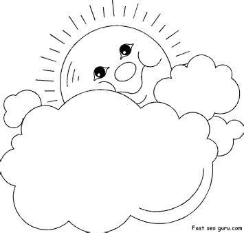 Printable Sun And Clouds Frame Coloring Page