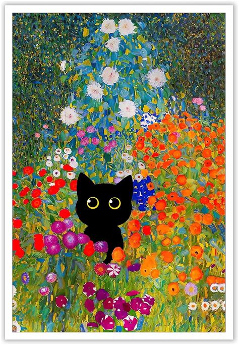 AEFER Gustav Klimt Canvas Wall Art Famous Oil Paintings Garden Flower