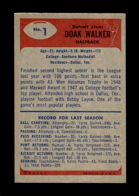 1955 Bowman Set Break 1 Doak Walker VG VGEX GMCARDS EBay