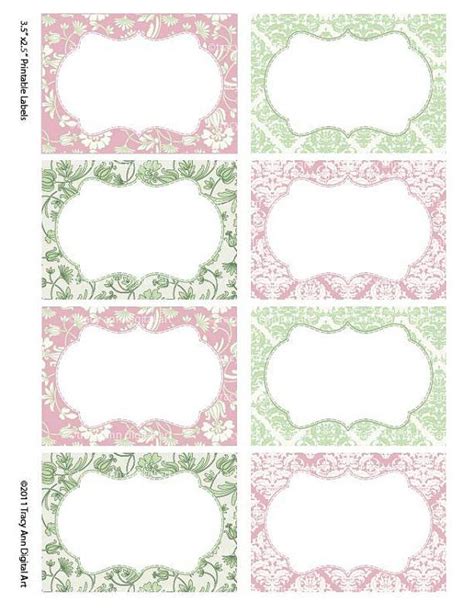 Damask Soft Pink And Sage Print Your Own Labels Cards Sarah Labels