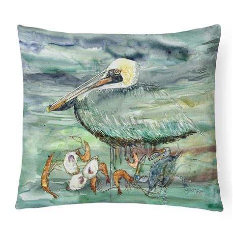 Caroline's Treasures Watery Pelican, Shrimp, Crab and Oysters Canvas ...