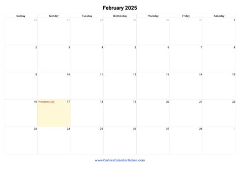 Monthly Calendar February 2025 With Holidays Usa Today Samatha C Strauss