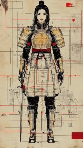 Female Samurai Warrior Powerful And Disciplined In Traditional Armor