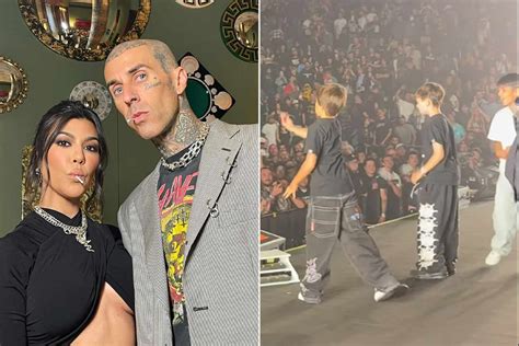 kourtney kardashian shares sons rockstar moment  travis barkers concert