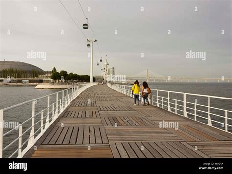 LISBON PORTUGAL OCTOBER 24 2014 Passeio Das Tagides Bridge In