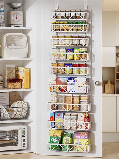 Delamu Adjustable Narrow Over The Door Pantry Organizer 9 Tier Metal