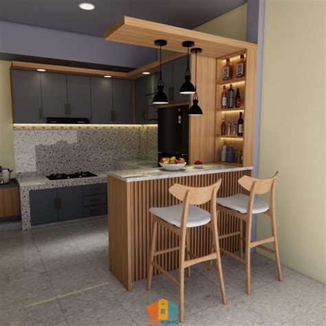 Tata Ruang On Instagram Kitchenset Dengan Meja Beton Minibar