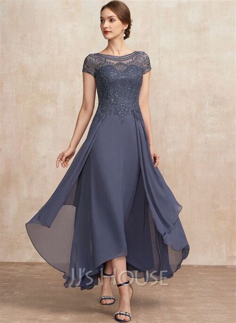 Us A Line Scoop Illusion Asymmetrical Chiffon Lace Mother Of