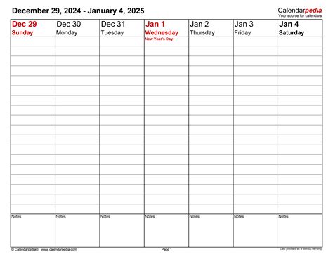 Calendarpedia 2025 Weekly Calendar Printable 2025 Zahira Rae