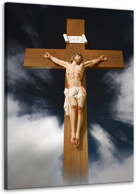 AVOI Jesus Crucified On The Cross Canvas Painting Print Poster Wall Art