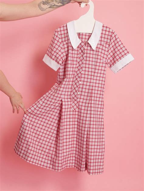 Y2K Vintage School Uniform Dress In Red S Pleated Plaid Mini Dress