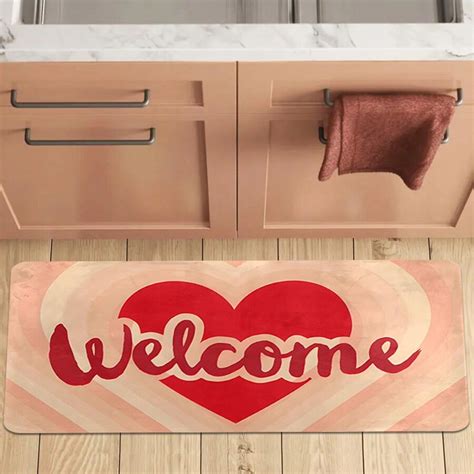 1 2pcs Valentine S Day Kitchen Rug Set Soft Lightweight Standing