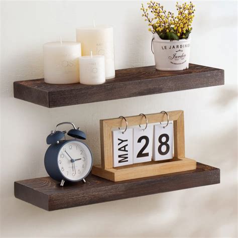 Handcrafted European Pine Floating Shelves Wall Mounted Set Of