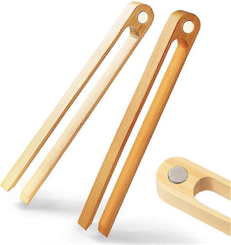 Magnetic Bamboo Toast Tongs 100 Natural 22cm Wood Eco Friendly Space