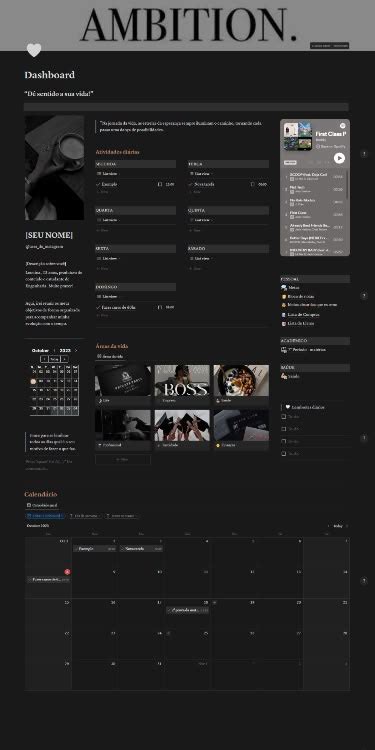 Notion Dark Mode Productivity Template Templates Social Media