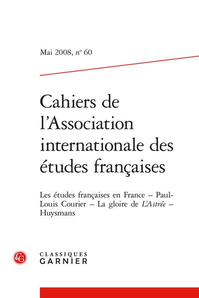 Cahiers De L Association Internationale Des Tudes Fran Aises Mai