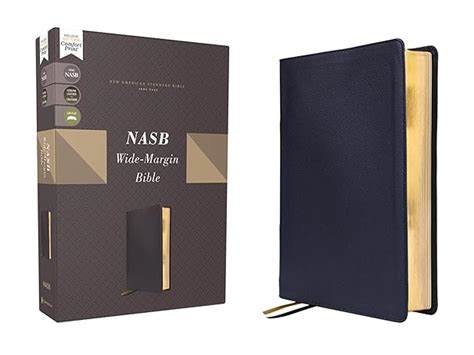 Nasb Wide Margin Bible Genuine Leather Calfskin Navy Red Letter